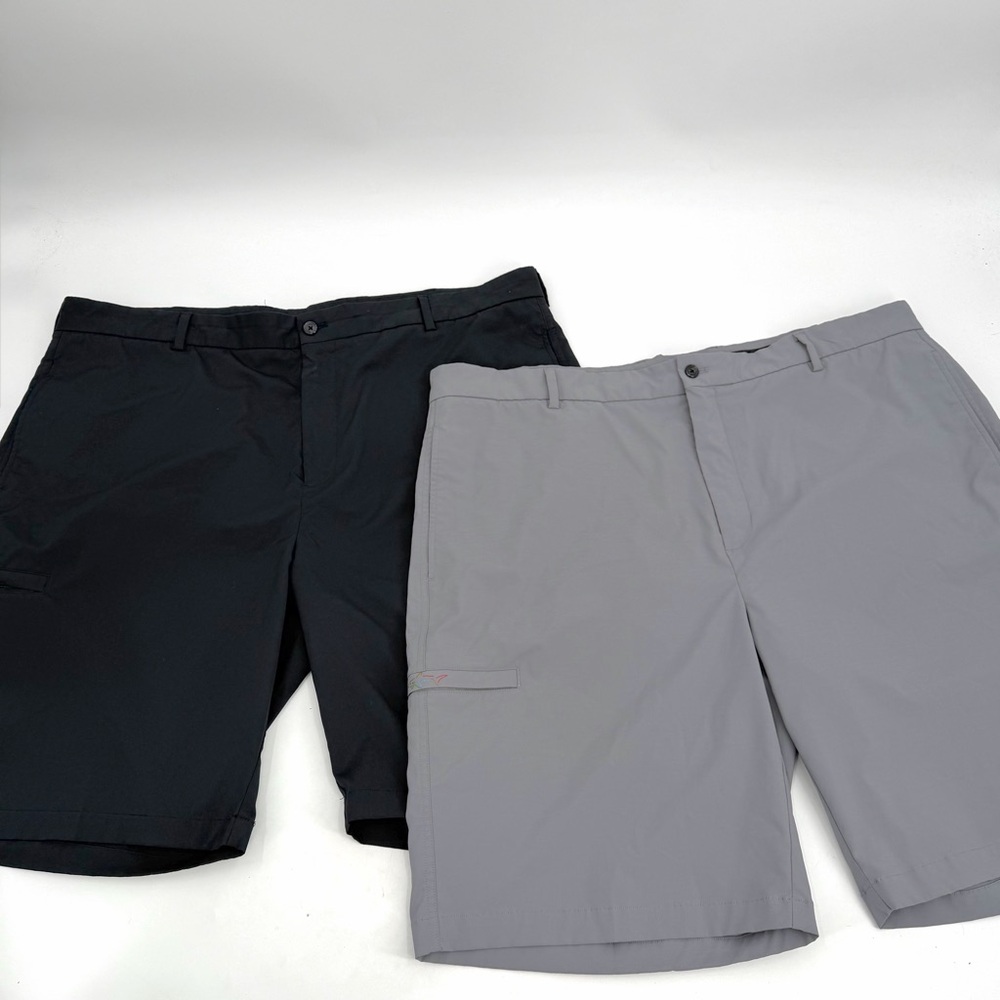 Greg Norman Shorts Mens 42 Lot of 2 Pr Black Gray Everbest 10" Golf Performance